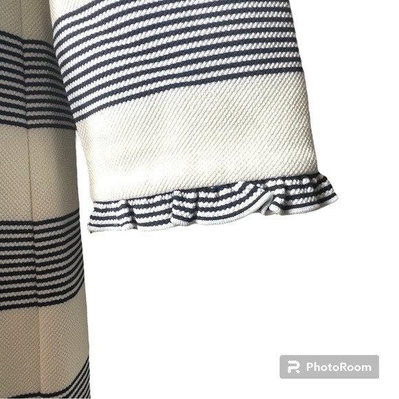 Talbots Striped Sheath Dress Ruffle Sleeve Navy and Cream Size 8 - Picture 4 of 9